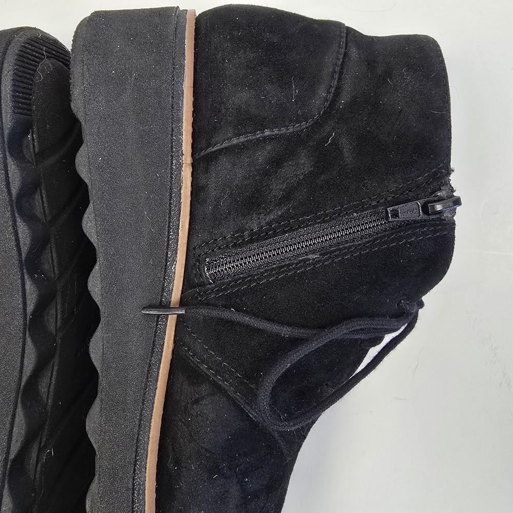 Clarks Collection Sharon Hop Suede Wedge Ankle Boots, Black, Women's 9.5 - Picture 5 of 13